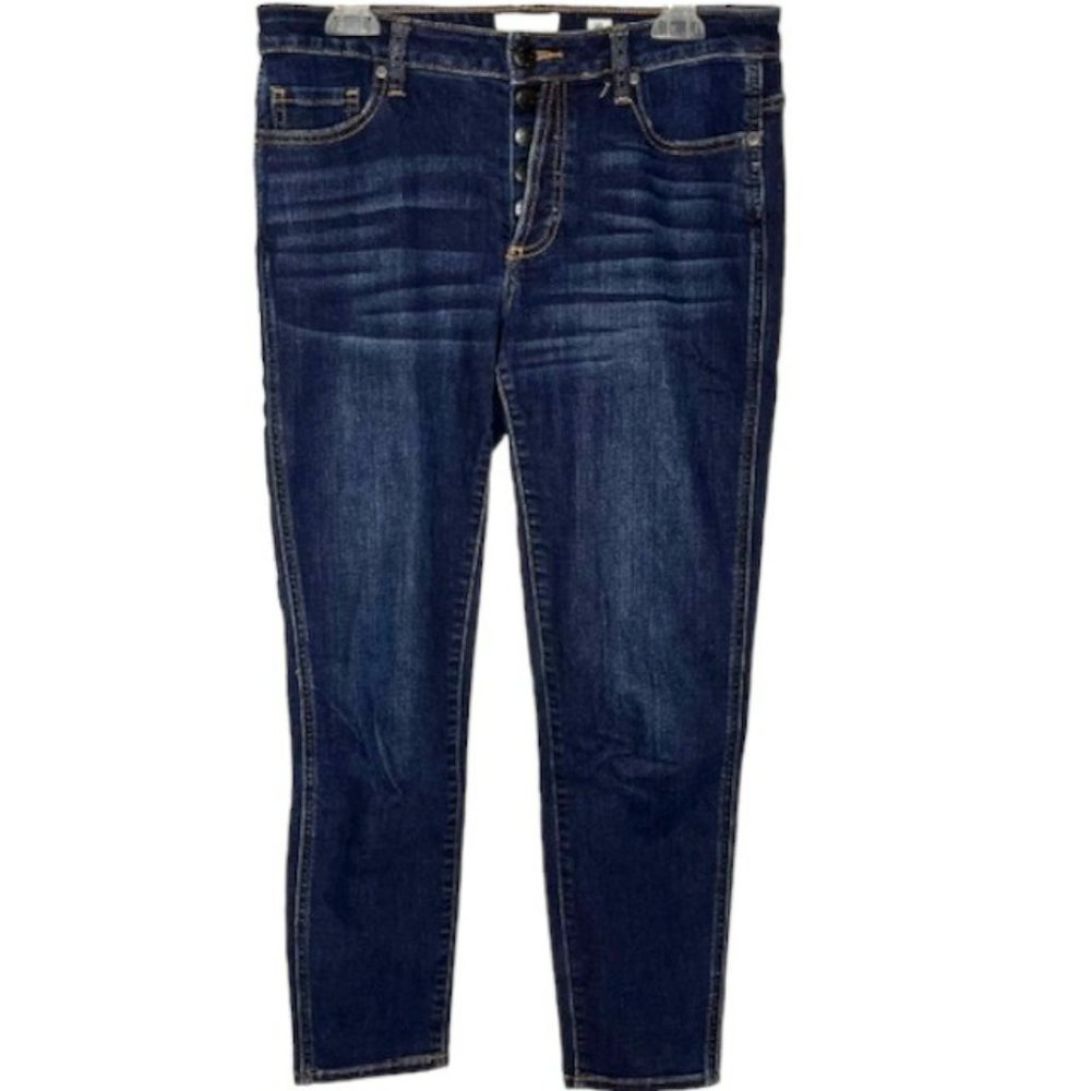 Miss Me Button Fly Mid-Rise Skinny 5-Pocket Jeans in Dark Blue - 30
